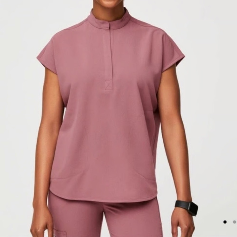 Figs Scrub Set Muave - Hot Pink Drawstring (Rafaela Top, Yola Bottoms)